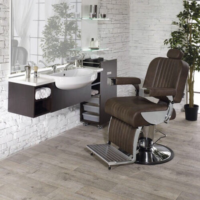 FAUTEUIl DE BARBIER EN MÉTAL CHROMÉ