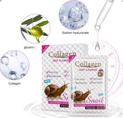 COLLAGEN DEEP CLEANSING WHITENING &amp; MOISTURIZING MASQUE DE VISAGE 25ml*10pcs