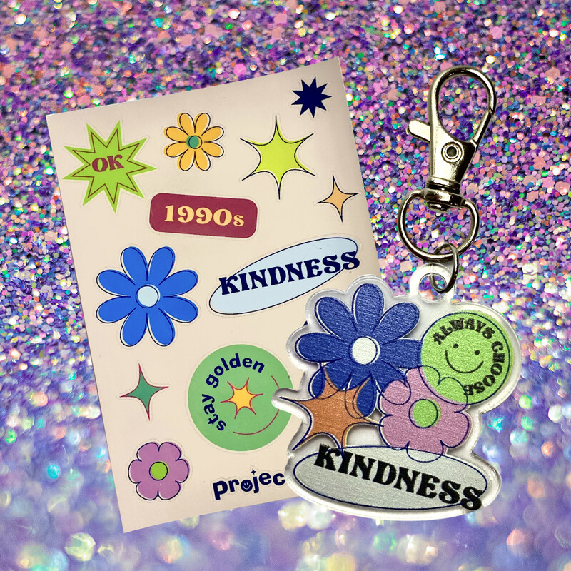 Self-Love Keychain &amp; Sticker Set B (Always Choose Kindness)