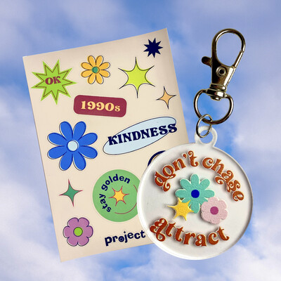 Self-Love Keychain &amp; Sticker Set A (Don&#39;t Chase, Attract)