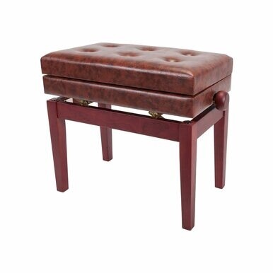 Crown Deluxe Tufted Adjustable Piano Stool With Lift Up Lid