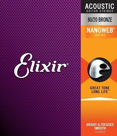 Elixir 80/20 Nanoweb Acoustic Strings Cust Light 11-52