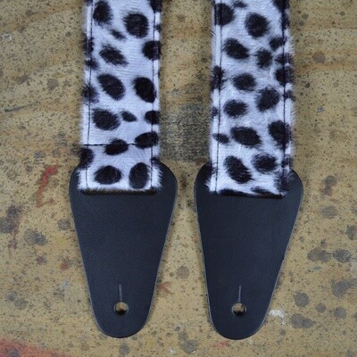 Black &amp; White Dalmation Faux Fur Guitar Strap