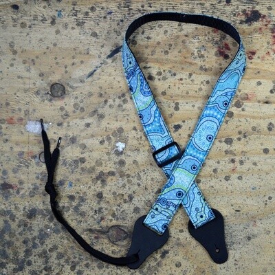 Aboriginal Art Ukulele Strap Yalke Wetlands Aqua
