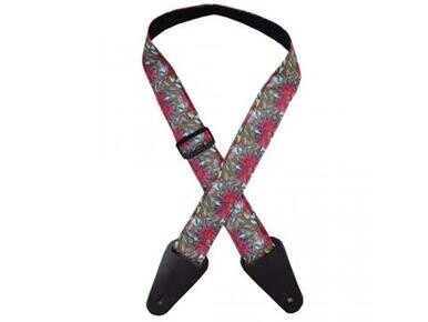 Aboriginal Art Guitar Strap Red Gum Flower