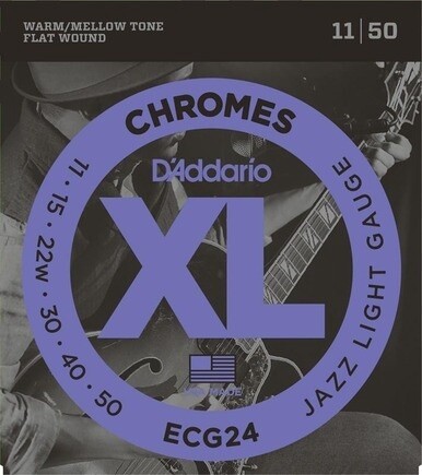 D&#39;Addario ECG24 Chromes Flatwound Electric Guitar Strings 11-50