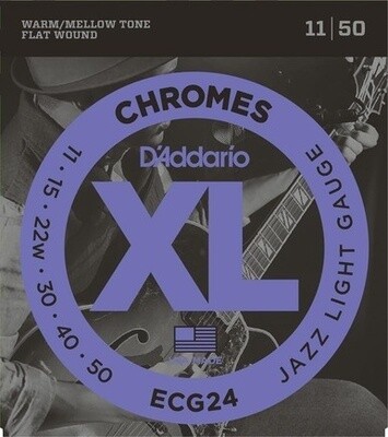 D&#39;Addario ECG24 Chromes Flatwound Electric Guitar Strings 11-50