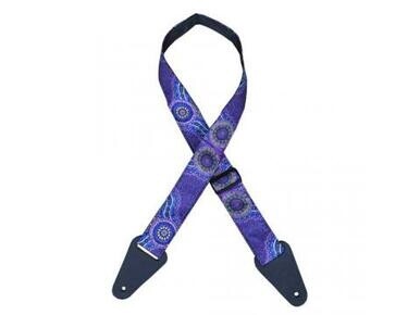 Aboriginal Art Guitar Strap Purple Bush onion