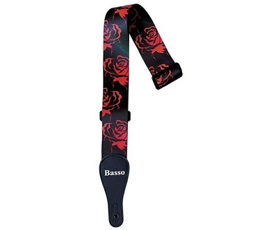 Basso Guitar Strap Poly Pop Art Red Roses DE27