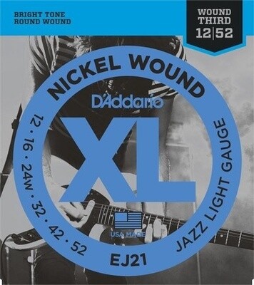 D&#39;Addario EJ21 Electric Guitar Strings Jazz Light 12-52