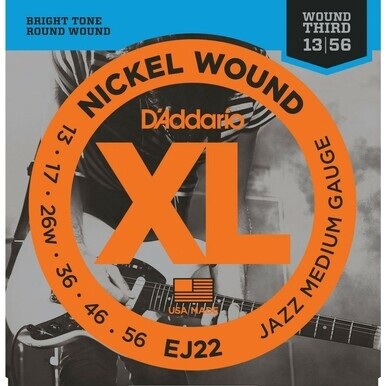 D&#39;Addario EJ22 Electric Guitar Strings Jazz Medium 13-56