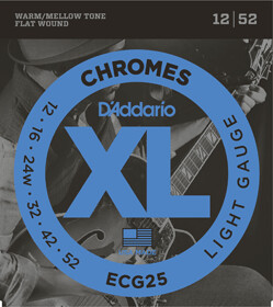 D&#39;Addario ECG25 Chromes  Flatwound Electric Guitar Strings 12-52