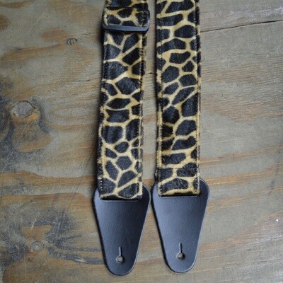 Brown &amp; Black Giraffe Faux Fur Guitar Strap