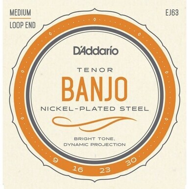 D&#39;Addario EJ63 4 String Tenor Banjo Strings Medium 9-30