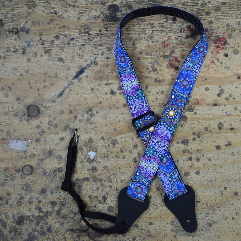Aboriginal Art Ukulele Strap Yalke Wetlands Blue