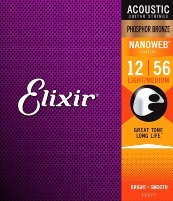 Elixir Nanoweb PB Acoustic Strings Light Medium 12-56