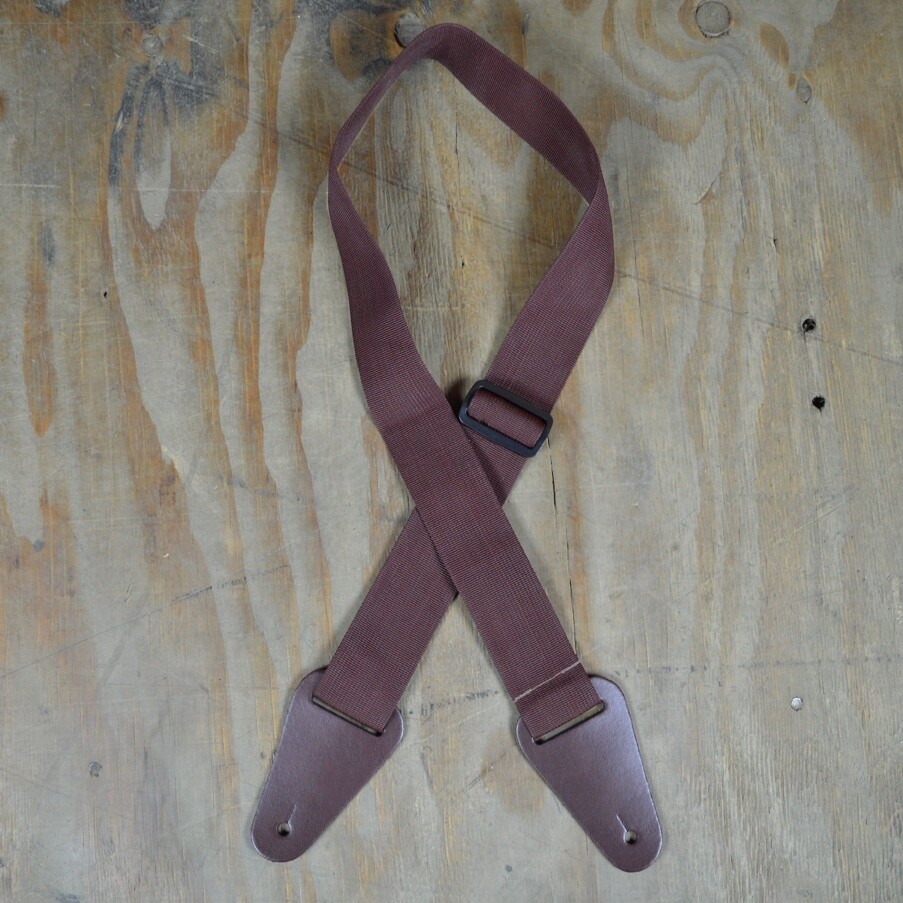Colonial Leather Nylon Webbing Guitar Strap, Color: Brown
