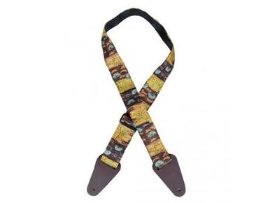 Aboriginal Art Guitar Strap Yellow Bush