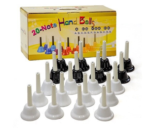 Hand Bells 20 Chromatic A3-E5 Black &amp; White