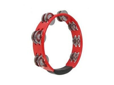 Plastic Tambourine 10&quot; With Grip Red