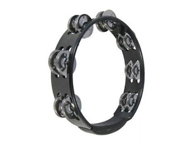 Plastic Tambourine 10&quot; With Grip Black