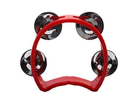 Kids Tambourine Half Moon 4 jingles, Color: Red