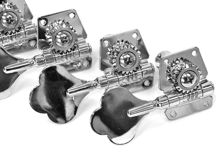 GT Bass Machine Heads 4 in Line Open Gear Chrome