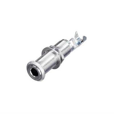 6.35mm TS socket, metal, long threaded bushing with nut &amp; washer for acoustic guitars