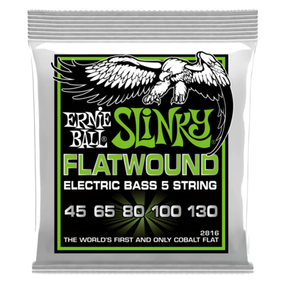 Ernie Ball Flatwound Slinky Cobalt 5 String Bass Guitar 45-130