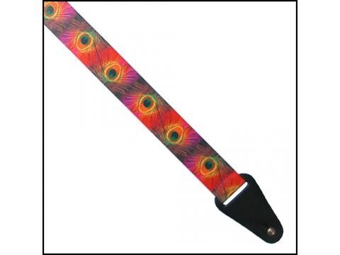 Colonial Leather Guitar Strap Peacock Feather Printed