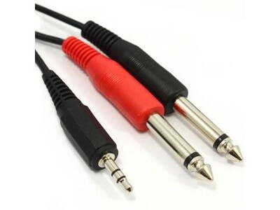 3.5mm Stereo to 2 x Mono 6.35mm 1/4&quot; Jacks 2m