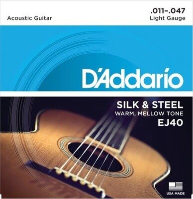 D&#39;Addario EJ40 Silk &amp; Steel Acoustic Guitar Strings Light 11-47