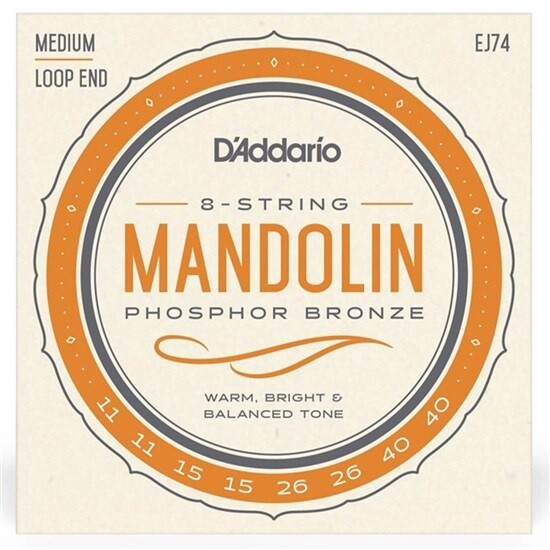 D&#39;Addario EJ74 Phosphor Bronze Mandolin Strings Medium 11-40