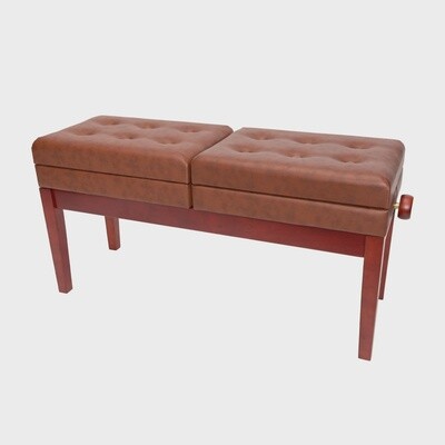Crown Deluxe Height Adjustable Duet Piano Stool with Storage Compartments (Mahogany)