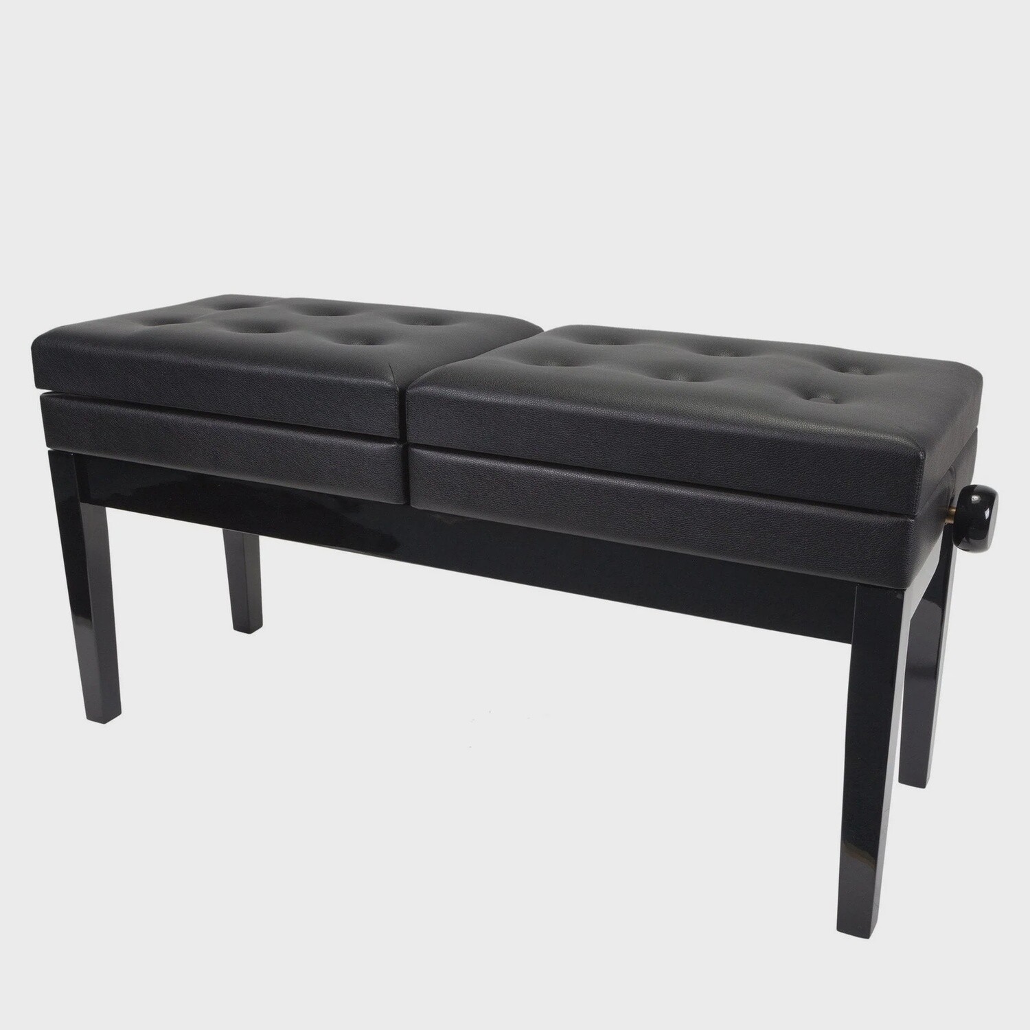 Crown Deluxe Height Adjustable Duet Piano Stool with Storage Compartments (Black)