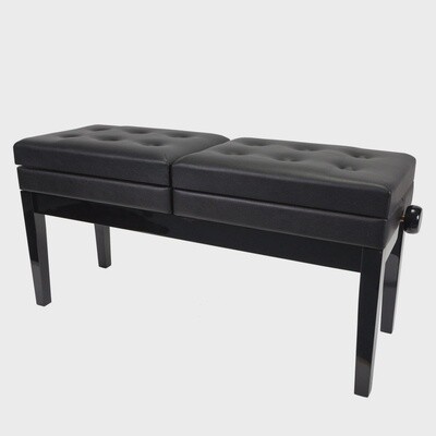 Crown Deluxe Height Adjustable Duet Piano Stool with Storage Compartments (Black)