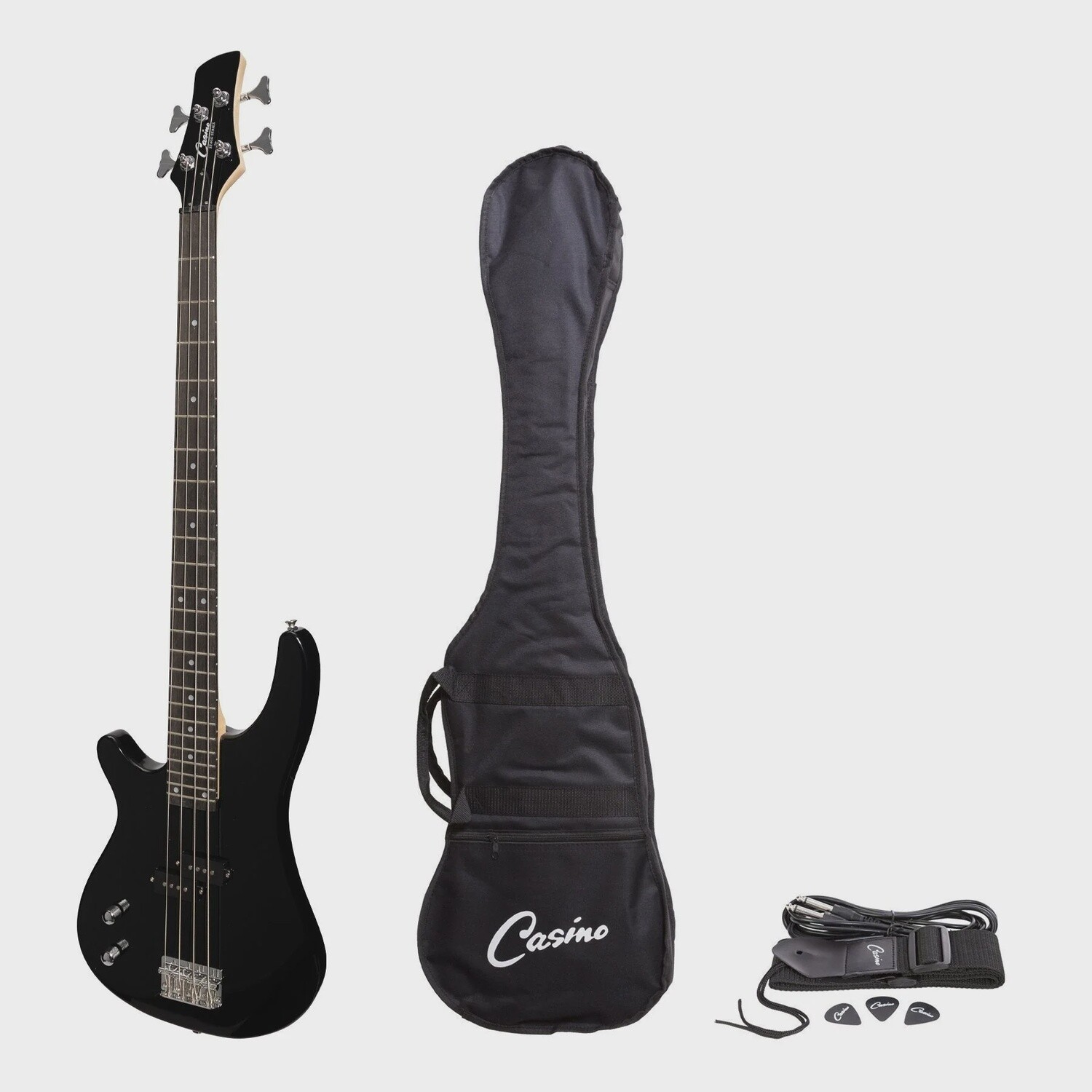 Casino &#39;24 Series&#39; Tune-Style Electric Bass Guitar (Left Hand) Set (Black)
