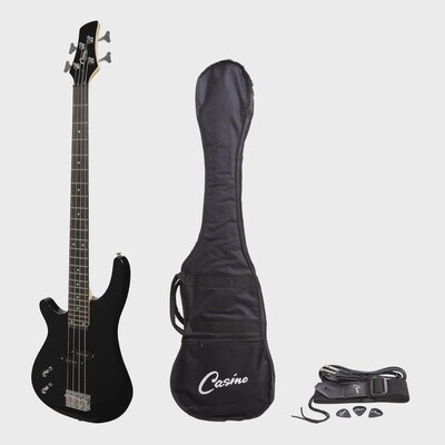Casino &#39;24 Series&#39; Tune-Style Electric Bass Guitar (Left Hand) Set (Black)