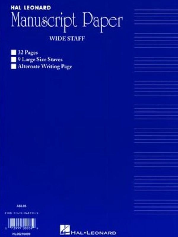 Manuscript Wide Staff 32PG Blue 9 Stave Interleaved