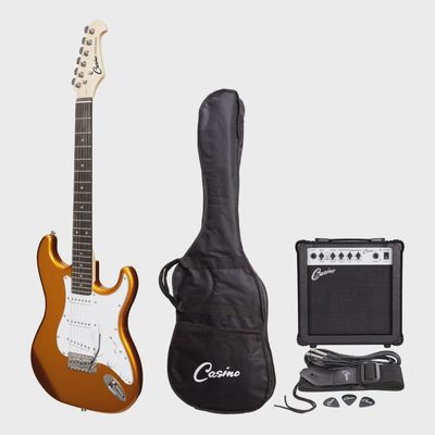 Casino ST Style Electric Guitar &amp; 10w Amp Pack Gold Metallic