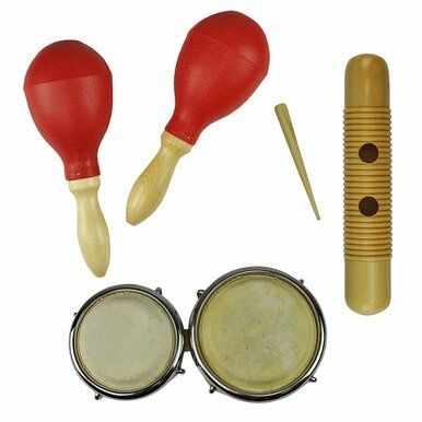 Drumfire 3 Piece Hand Percussion &amp; Bongo Set with Carry Bag