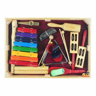 Drumfire 10 Piece Hand Percussion Set with Wooden Crate