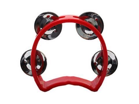 Kids Tambourine Half Moon 4 jingles, Color: Red