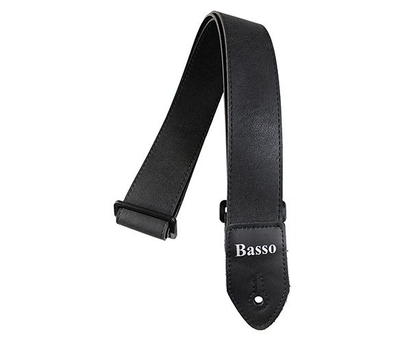 Basso Guitar Strap Synthetic Leather Ends, Style: Black