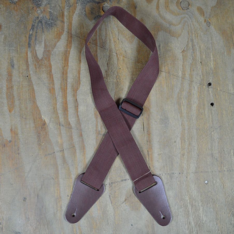 Colonial Leather Nylon Webbing Guitar Strap, Color: Brown