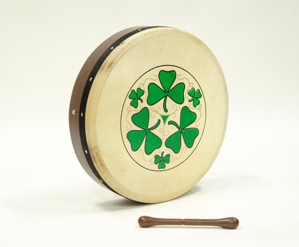 Bodhran 40cm (16inch) Tuneable, Style: Shamrock
