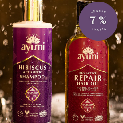 🌺 SET/ AYUMI »REPAIR« olje za lase + šampon HIBISKUS & KURKUMA