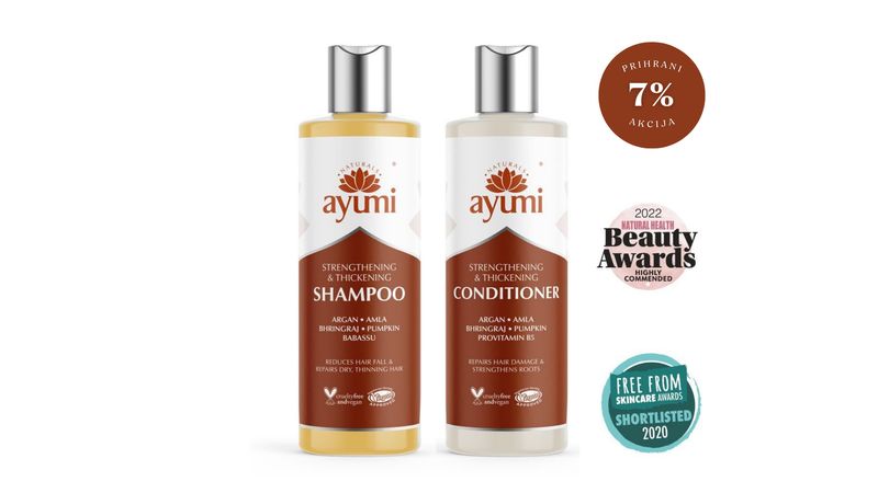 🌼 SET/ AYUMI šampon + balzam za močnejše in gostejše lase