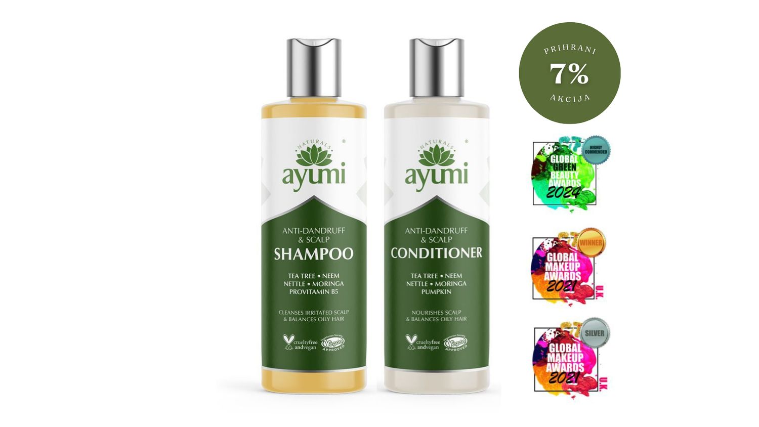 🌿 SET/ AYUMI šampon + balzam proti prhljaju in za zdravo lasišče
