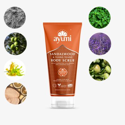 AYUMI piling za telo SANDALOVINA &amp; YLANG-YLANG &amp; PAČULI 200 ml